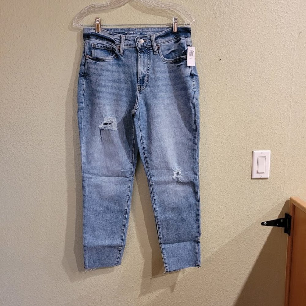 Old Navy High-Rise OG Straight Ripped Cut-Off Ankle Jeans